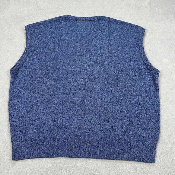 VINTAGE London Fog Sweater Vest Mens XL Blue Black Acrylic V Neck Made In USA - Picture 2 of 7